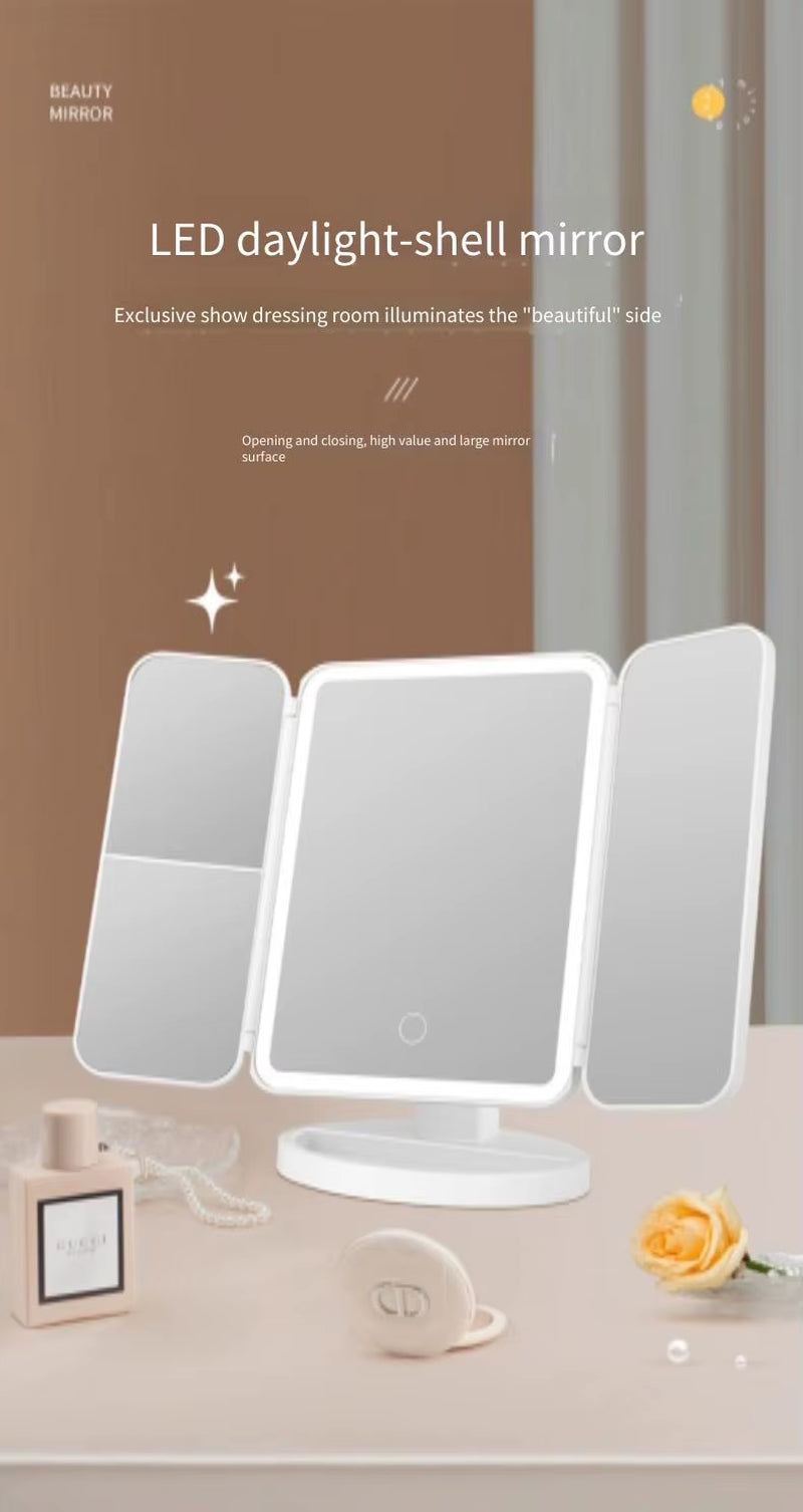 3-In-1 Makeup Mirror LED Lights Dormitory Makeup Mirror Fill Light with Smart Complementary Makeup Mirror